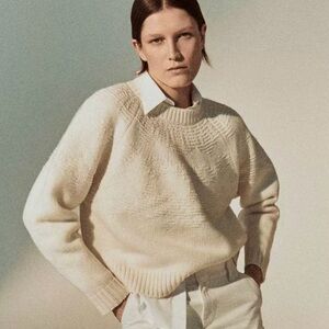 Vince Jacquard Knit Wool Sweater Ivory size XS